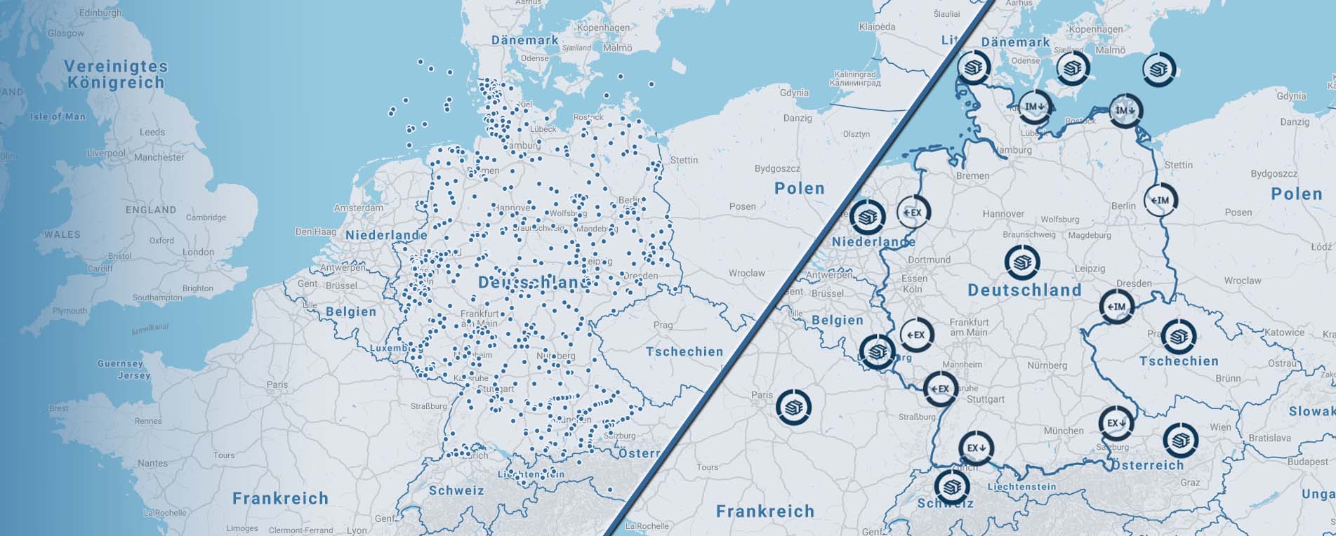 Bild einer Europakarte mit Deutschland im Zentrum.